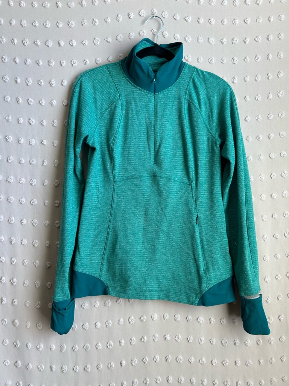 Lululemon Runderful 1/2 Zip Long Sleeve Sz 8 Mini Check Pique Hunter Green